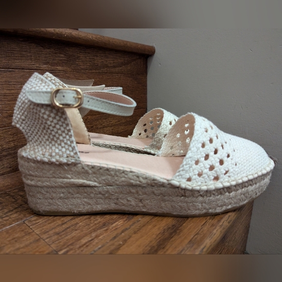 Browns Crochet Espadrille Sandal, cream Woven Fabric Jute Platform SZ 11 EU 41 - Picture 7 of 17